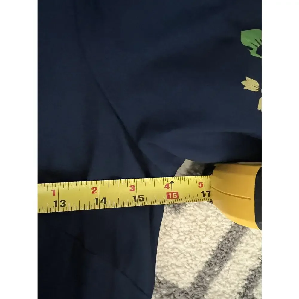 LUXXEL Navy Floral Puff Sleeve Button Front Tiered Maxi Dress Sz M NWT - Picture 15 of 16